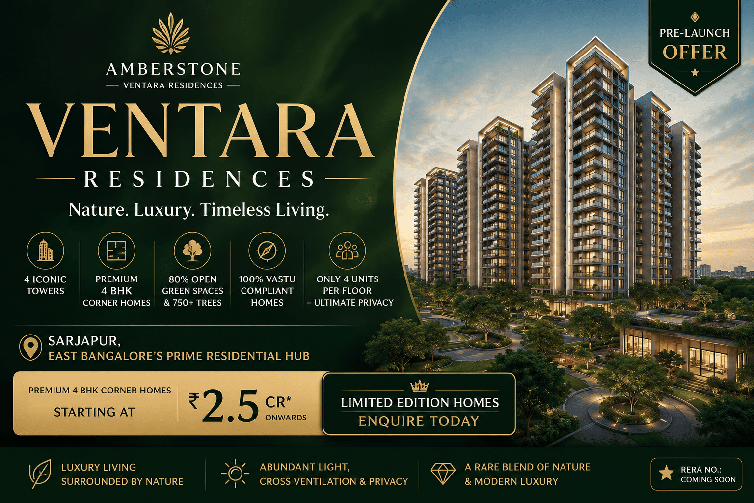 Amberstone Ventara Residences - Premium 4 BHK Corner Homes in Sarjapur Bangalore